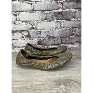 Tieks Green Grey Leather Croc Patent Leather Ballet Flats Shoes Women 7M US/37.5